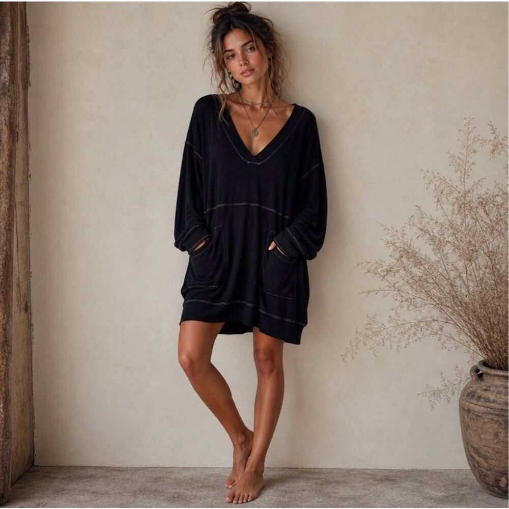 ✨Natural Life Black Long Sleeve V-Neck Pullover Shirt Charlie Sz XL Dress✨ - Picture 7 of 10